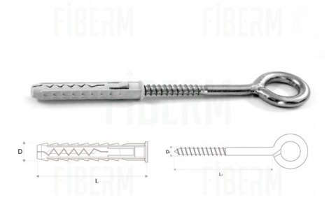 FIBERM Kołek rozporowy z hakiem oczkowym 14 x 120