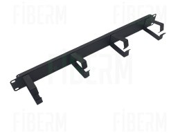 FIBERM Organizator / organizer kabli poziomy 19`` 1U 5 metalowych uchwytów czarny