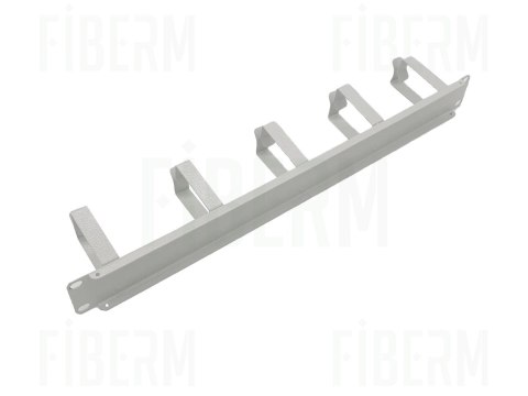 FIBERM Organizator / organizer kabli poziomy 19`` 1U 5 metalowych uchwytów szary