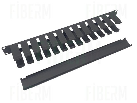 FIBERM Organizator / organizer kabli poziomy 19`` 1U zamykany czarny