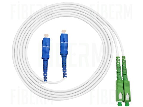 FIBERM Patchcord SC/APC-SC/UPC 3m Single Mode Duplex włókno G657A 2,0mm PVC