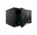 FIBERM Szafa RACK 19` wisząca 12U głębokość 450mm czarna drzwi szklane