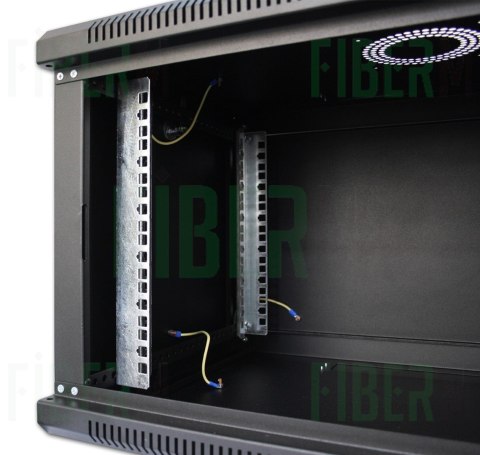 FIBERM Szafa RACK 19` wisząca 15U głębokość 600mm czarna drzwi szklane