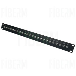FIBERM Patch Panel 24 x F, 24 Porty typu F, 1U, Czarny