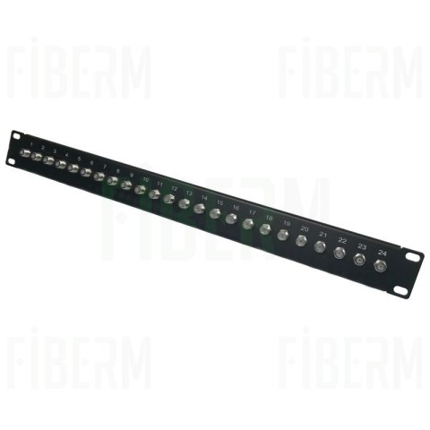 FIBERM Patch Panel 24 x F, 24 Porty typu F, 1U, Czarny