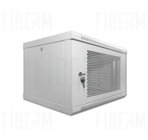 FIBERM Szafa RACK 19` wisząca 4U głębokość 400mm szara drzwi szklane