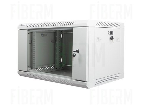FIBERM Szafa RACK 19` wisząca 6U głębokość 450mm szara drzwi szklane