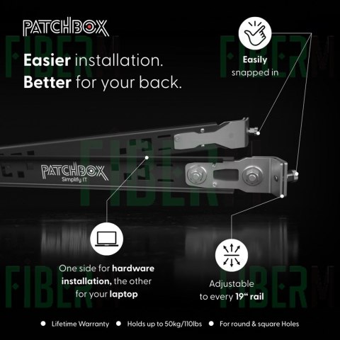 PATCHBOX® Setup.exe uchwyt ułatwiający pracę w serwerowni- Uchwyt/podstawka na narzędzia do szafy RACK