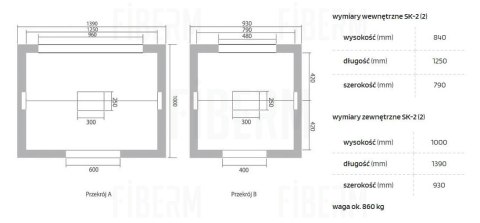 Studnia kablowa SK-2 Klasa B125 dwuelementowa / dwuczęściowa+pokrywa wentylowana