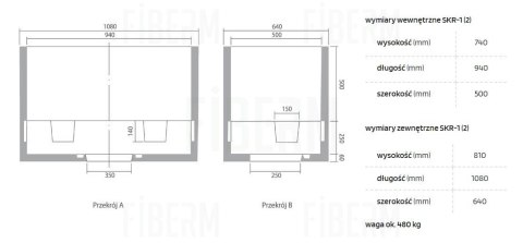 Studnia kablowa SKR-1 dwuelementowa / dwuczęściowa Klasa B125 + rama + pokrywa wentylowana