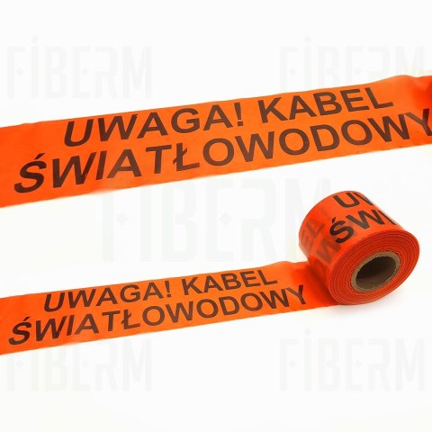 Taśma ostrzegawcza 100metrów (napis Uwaga Kabel Światłowodowy)