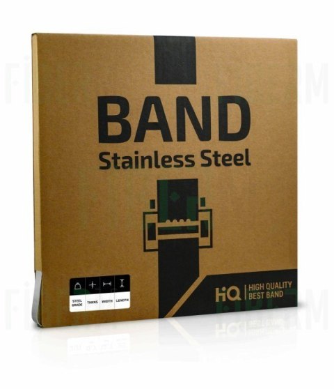 Taśma stalowa 19mm x 0,7mm, rolka 50m, stal SS201, opakowanie kartonowe