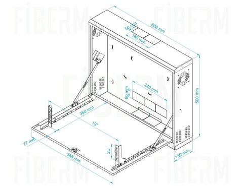 FIBERM Szafa RACK wisząca 19` 3U głębokość 130mm pionowa czarna, CCTV