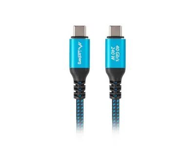 LANBERG KABEL USB-C M/M USB4 0.5M 240W 8K 60HZ CZARNO-NIEBIESKI