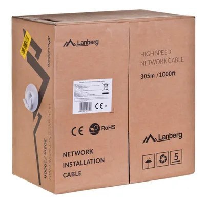 Kabel sieciowy Lanberg LCU6-12CU-0305-S (UTP; 305m; kat. 6; kolor szary)