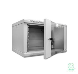 FIBERM Szafa RACK 19`` stojąca 27U głębokość 1000mm szara drzwi szklane