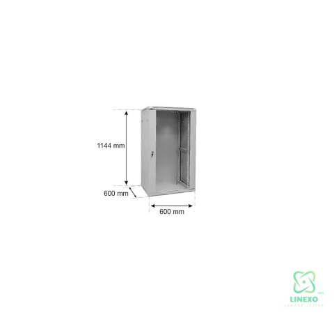 FIBERM Szafa RACK 19`` stojąca 27U głębokość 1000mm szara drzwi szklane
