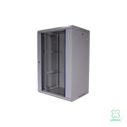 FIBERM Szafa RACK 19` wisząca 18U głębokość 600mm szara drzwi szklane