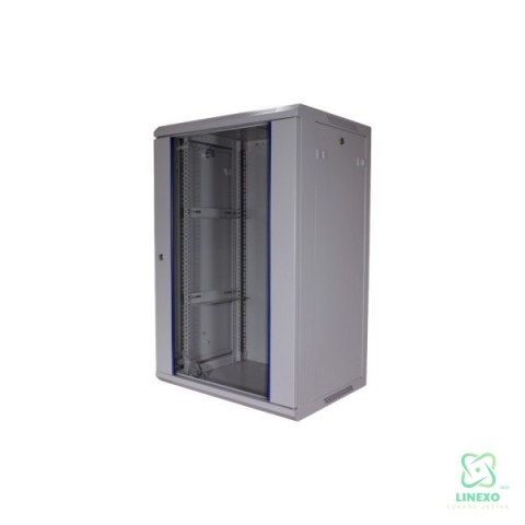 FIBERM Szafa RACK 19` wisząca 18U głębokość 600mm szara drzwi szklane