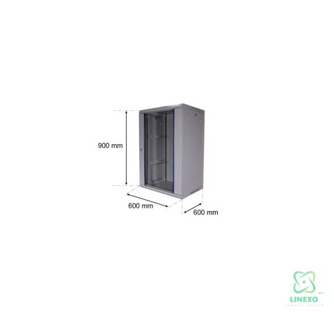 FIBERM Szafa RACK 19` wisząca 18U głębokość 600mm szara drzwi szklane