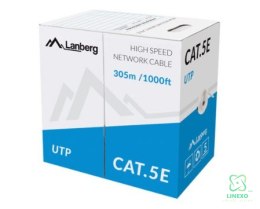 LANBERG KABEL LAN UTP KAT.5E 305M DRUT CU SZARY CPR + FLUKE PASSED